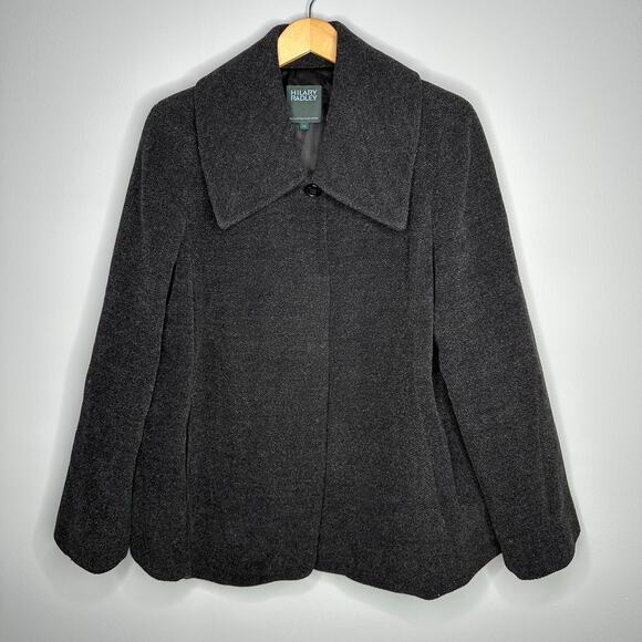 Hillary Radley Women's Wool / Alpaca Short Dark Gray Collared Dress Coat Size 14 - Picture 1 of 9